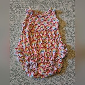 Little Sleepies Primary Rainbows Bubble Romper 6-12m EUC